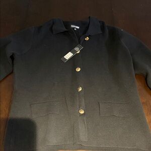 Fashion Nova Black Button-Front Blazer with Gold Buttons